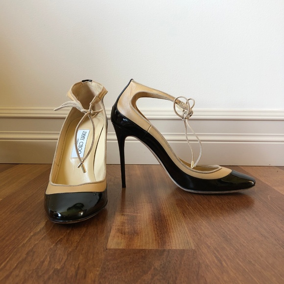 Jimmy Choo Black & Nude Mary Jane Heels - Picture 2 of 6